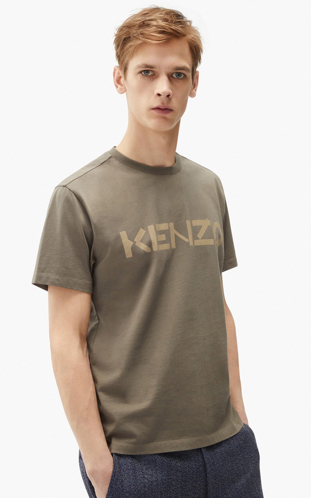 Kenzo Logo Moška Majice Svetlo Siva SI-8128662